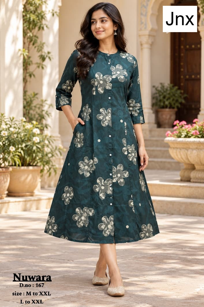 Nuwara Jnx Rayon 22Kg A-Line Kurti Wholesaler Ahmedabad