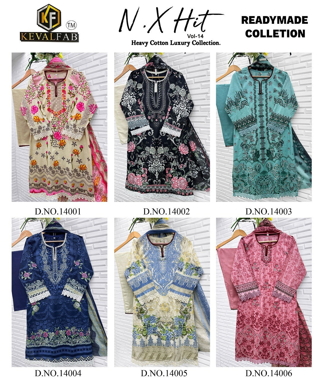 Nx Hit Vol 14 Heavy Cotton Luxury Collection Keval Fab Lawn Karachi Readymade Suits Manufacturer India