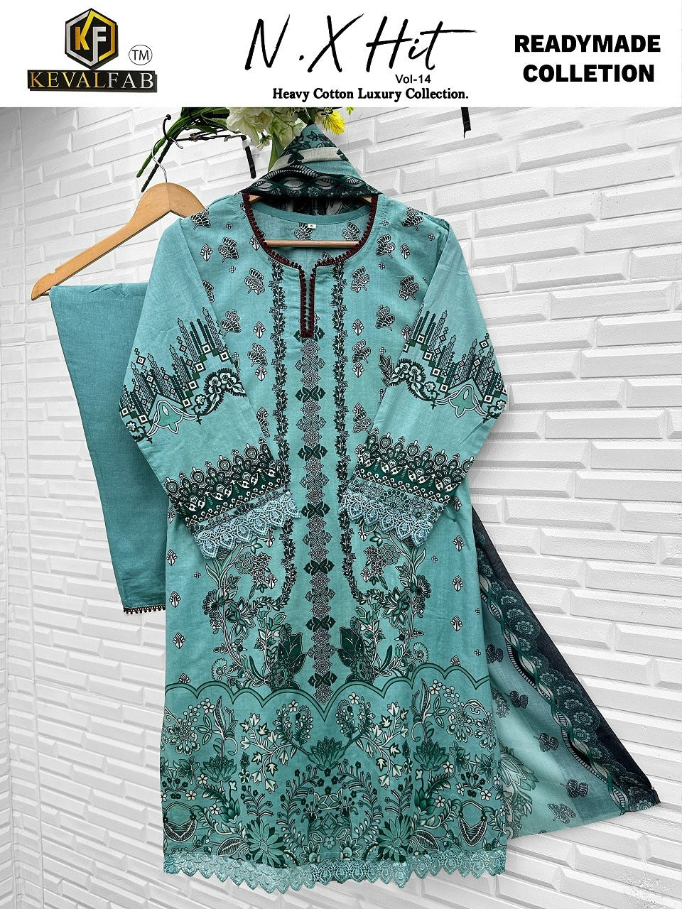 Nx Hit Vol 14 Heavy Cotton Luxury Collection Keval Fab Lawn Karachi Readymade Suits Manufacturer India