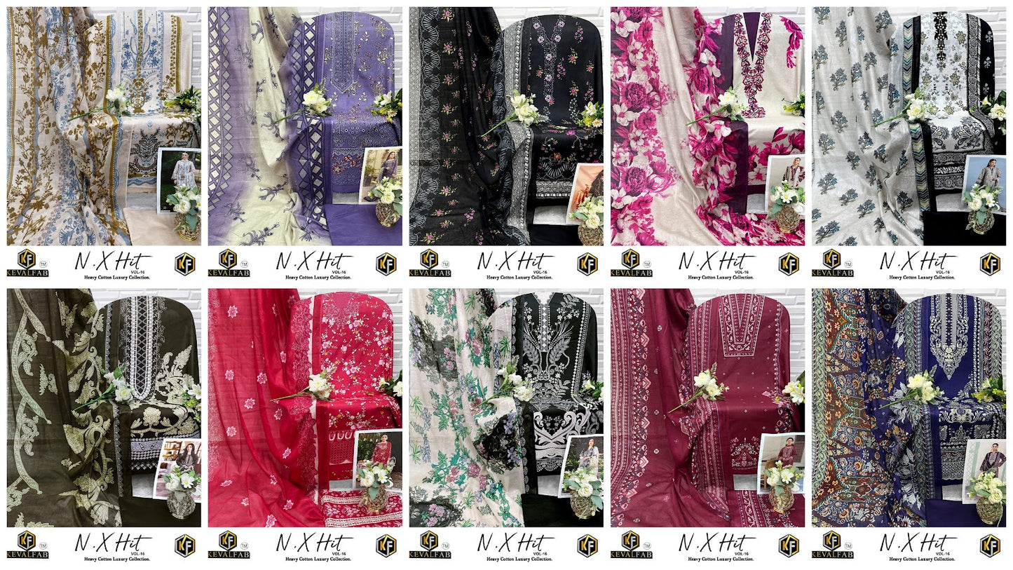Nx Hit Vol 16 Heavy Cotton Luxury Collection Keval Fab Karachi Salwar Suits Wholesaler Gujarat