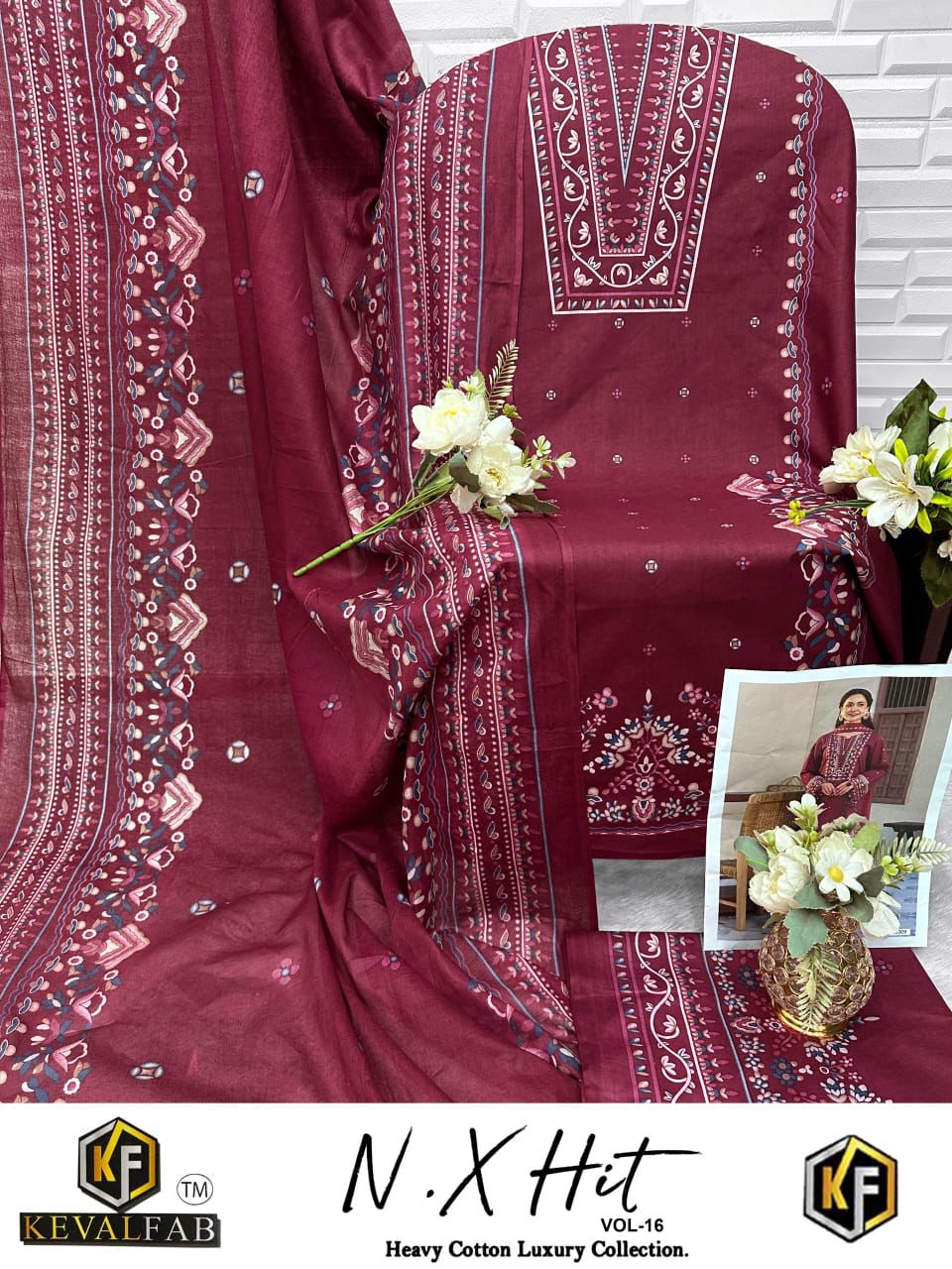 Nx Hit Vol 16 Heavy Cotton Luxury Collection Keval Fab Karachi Salwar Suits Wholesaler Gujarat