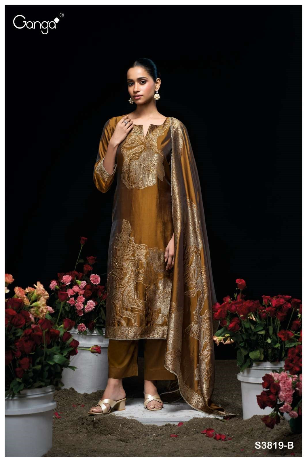 Nyasha 3819 Ganga Woven Silk Pant Style Suits Supplier India