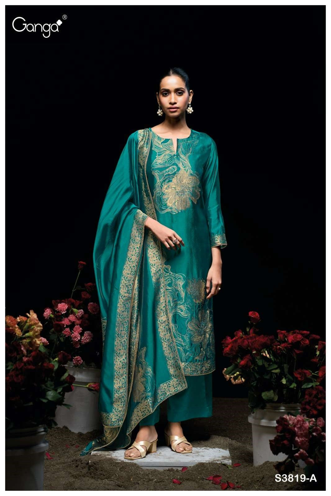 Nyasha 3819 Ganga Woven Silk Pant Style Suits Supplier India