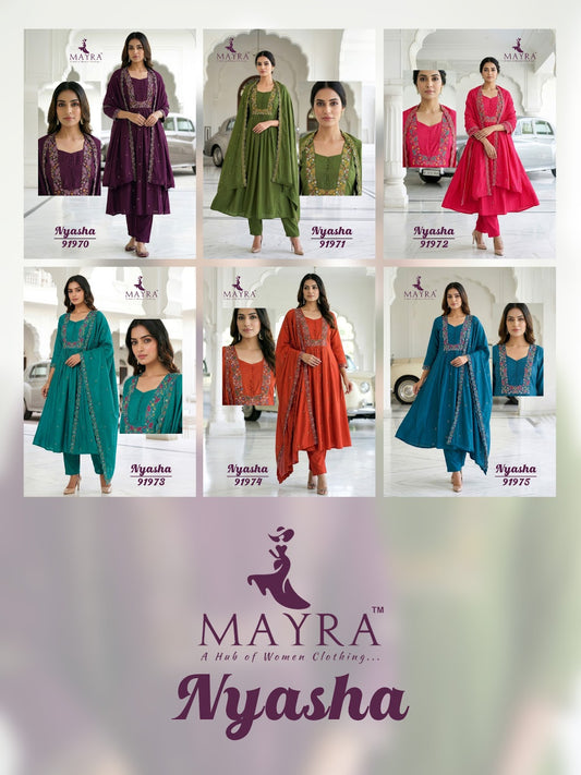 Nyasha Mayra Roman Silk Readymade Anarkali Suits Wholesaler