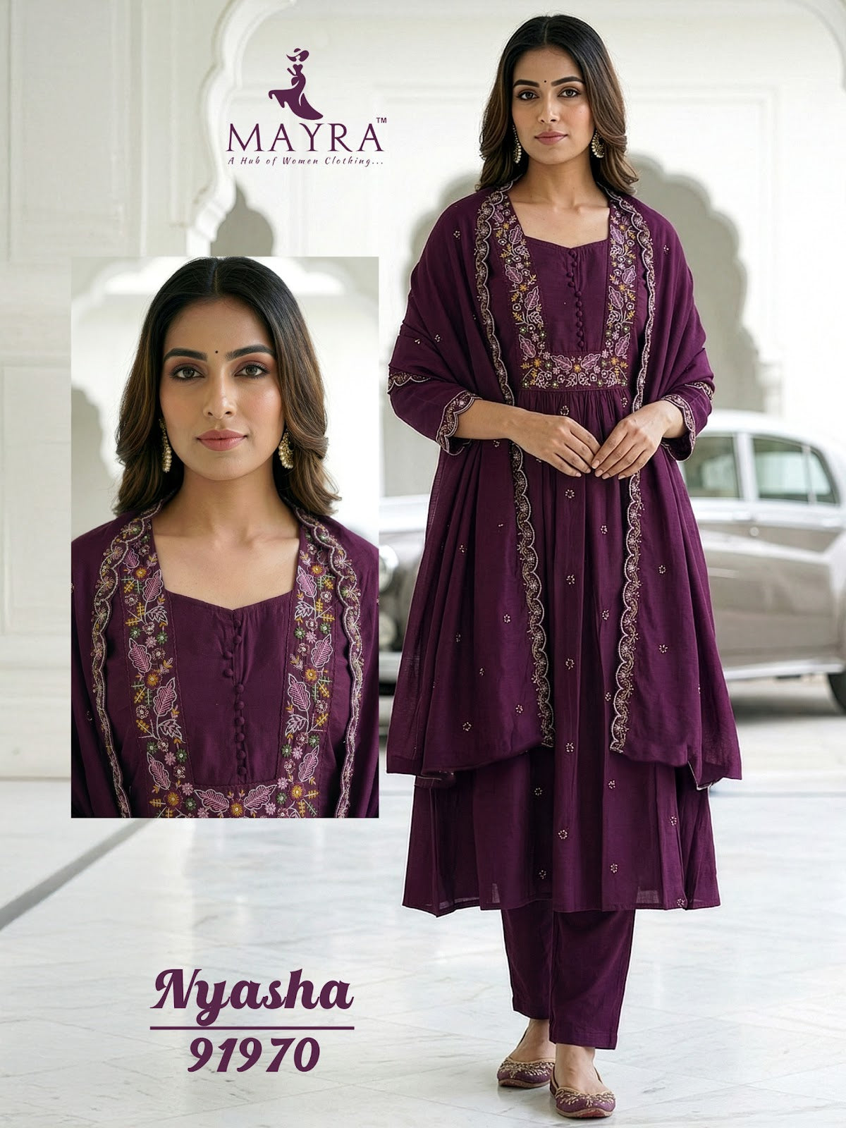 Nyasha Mayra Roman Silk Readymade Anarkali Suits Wholesaler