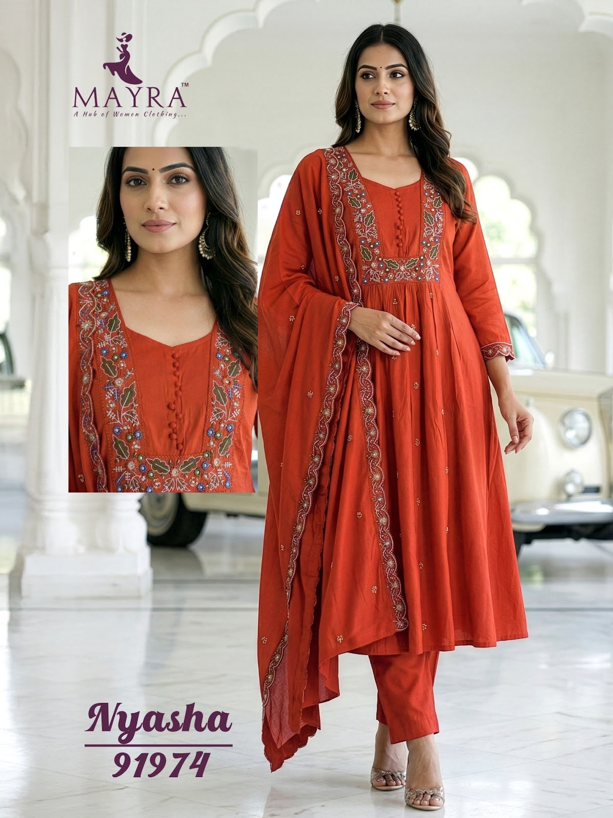 Nyasha Mayra Roman Silk Readymade Anarkali Suits Wholesaler