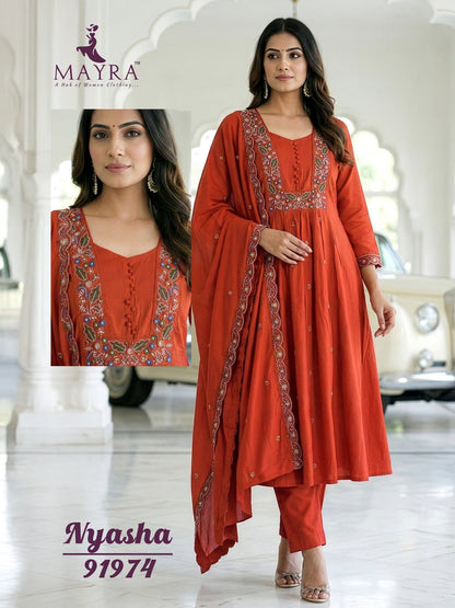 Nyasha Mayra Roman Silk Readymade Anarkali Suits Wholesaler