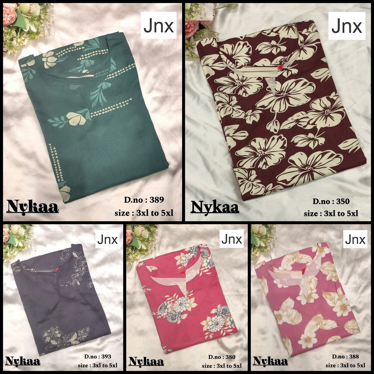 Nykaa 0309 Jnx Rayon Plus Size Kurtis Wholesale Rate