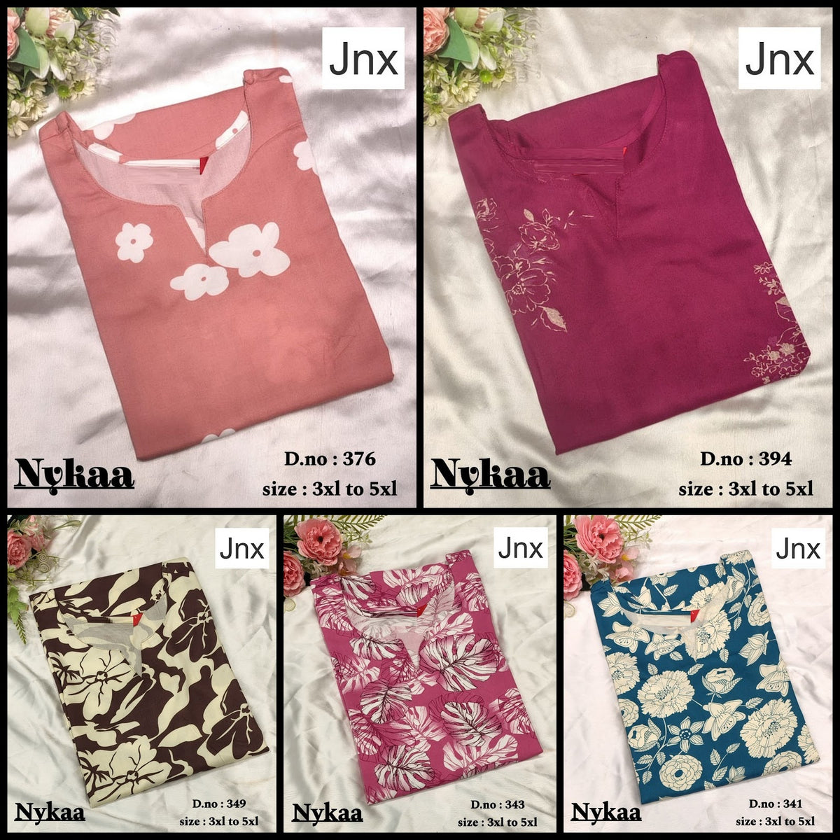 Nykaa 0309 Jnx Rayon Plus Size Kurtis Wholesale Rate