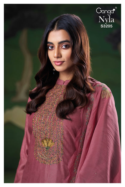 Nyla 3205 Ganga Premium Bemberg Plazzo Style Suits Wholesale