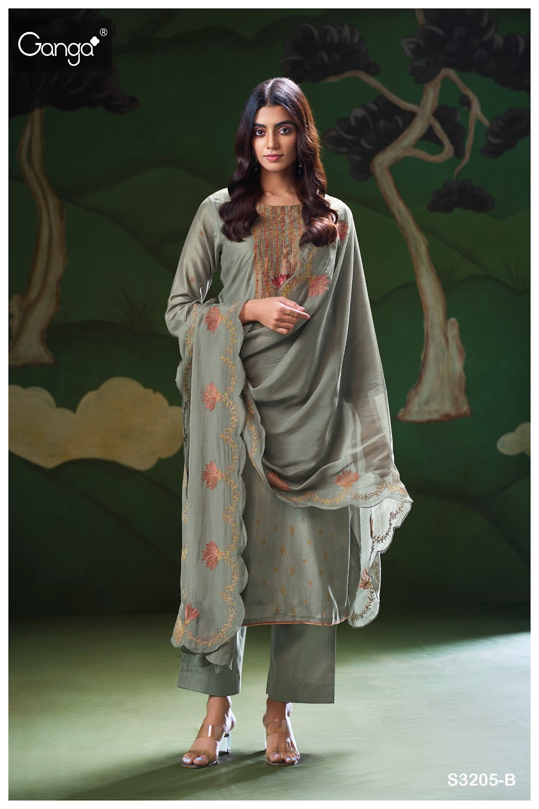 Nyla 3205 Ganga Premium Bemberg Plazzo Style Suits Wholesale
