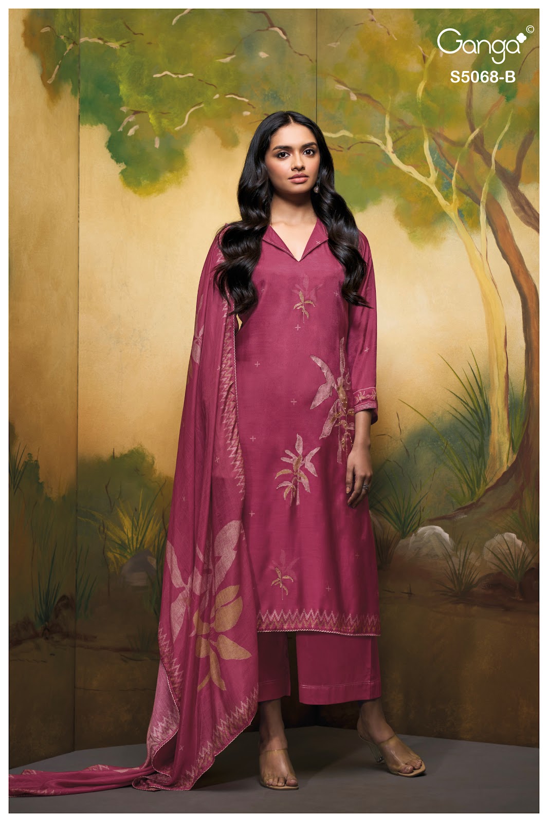 Nylah S5068 Ganga Bemberg Silk Pant Style Suits Wholesale Rate