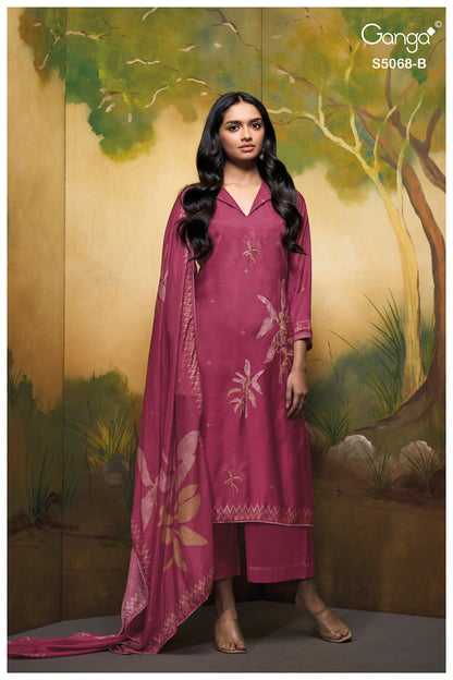 Nylah S5068 Ganga Bemberg Silk Pant Style Suits Wholesale Rate