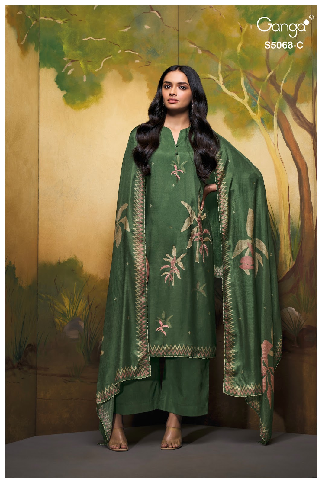 Nylah S5068 Ganga Bemberg Silk Pant Style Suits Wholesale Rate