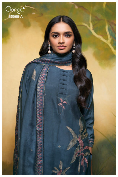 Nylah S5068 Ganga Bemberg Silk Pant Style Suits Wholesale Rate