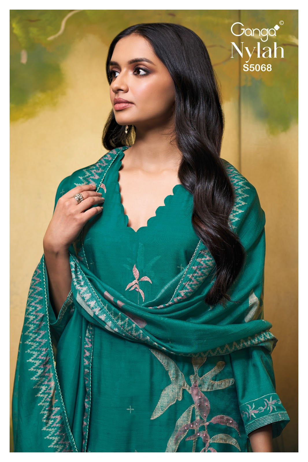 Nylah S5068 Ganga Bemberg Silk Pant Style Suits Wholesale Rate