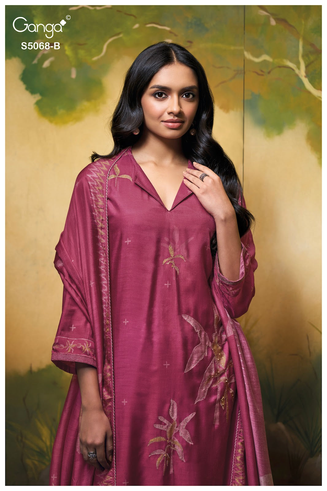 Nylah S5068 Ganga Bemberg Silk Pant Style Suits Wholesale Rate