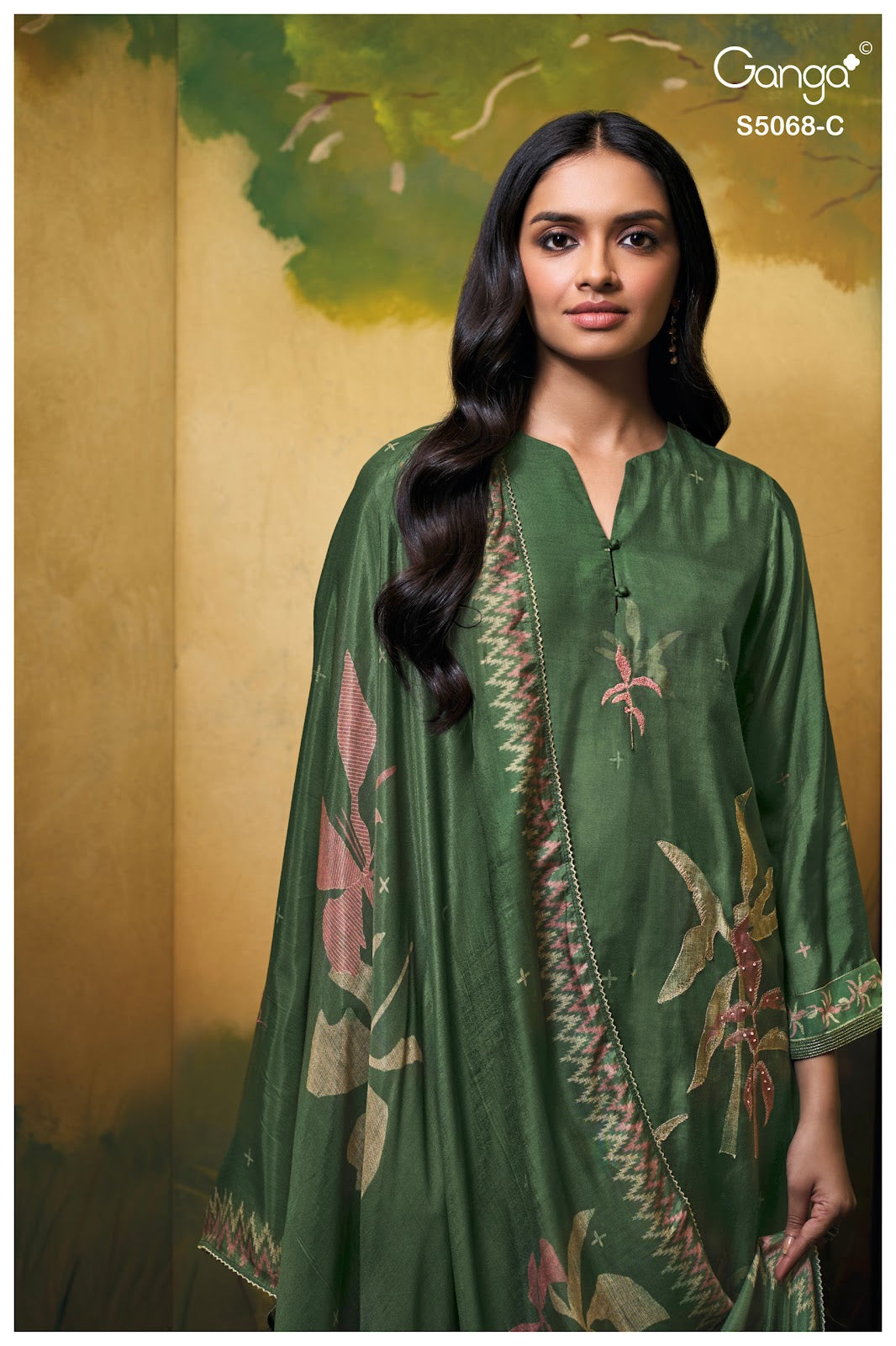 Nylah S5068 Ganga Bemberg Silk Pant Style Suits Wholesale Rate