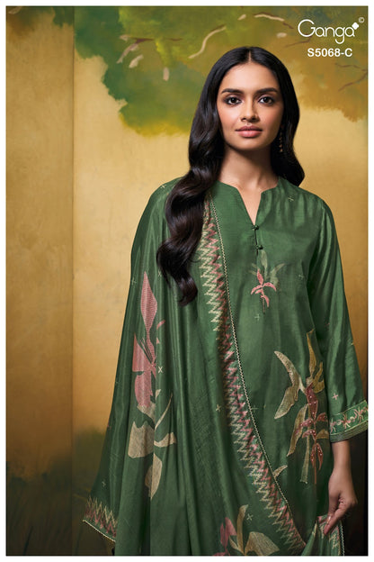 Nylah S5068 Ganga Bemberg Silk Pant Style Suits Wholesale Rate