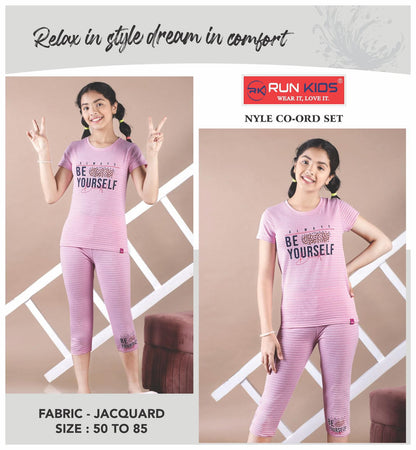 Nyle Run Kids Jacquard Girls Co Ord Set Exporter