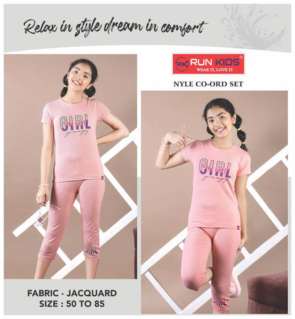 Nyle Run Kids Jacquard Girls Co Ord Set Exporter