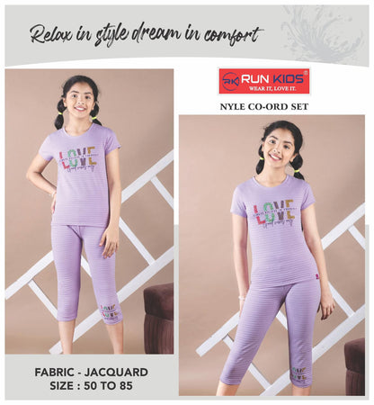 Nyle Run Kids Jacquard Girls Co Ord Set Exporter