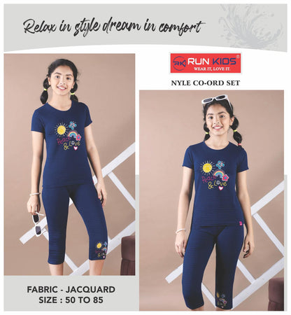 Nyle Run Kids Jacquard Girls Co Ord Set Exporter