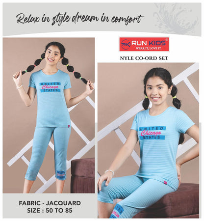 Nyle Run Kids Jacquard Girls Co Ord Set Exporter