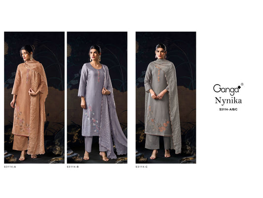 Nynika S3114 Ganga Gadwal Silk Plazzo Style Suits Wholesale Price