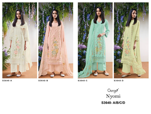Nyomi 3648 Ganga Cotton Plazzo Style Suits Manufacturer