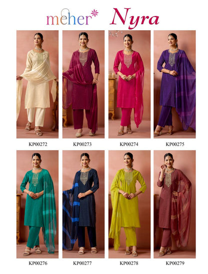 Nyra Meher Roman Silk Readymade Pant Style Suits Wholesale