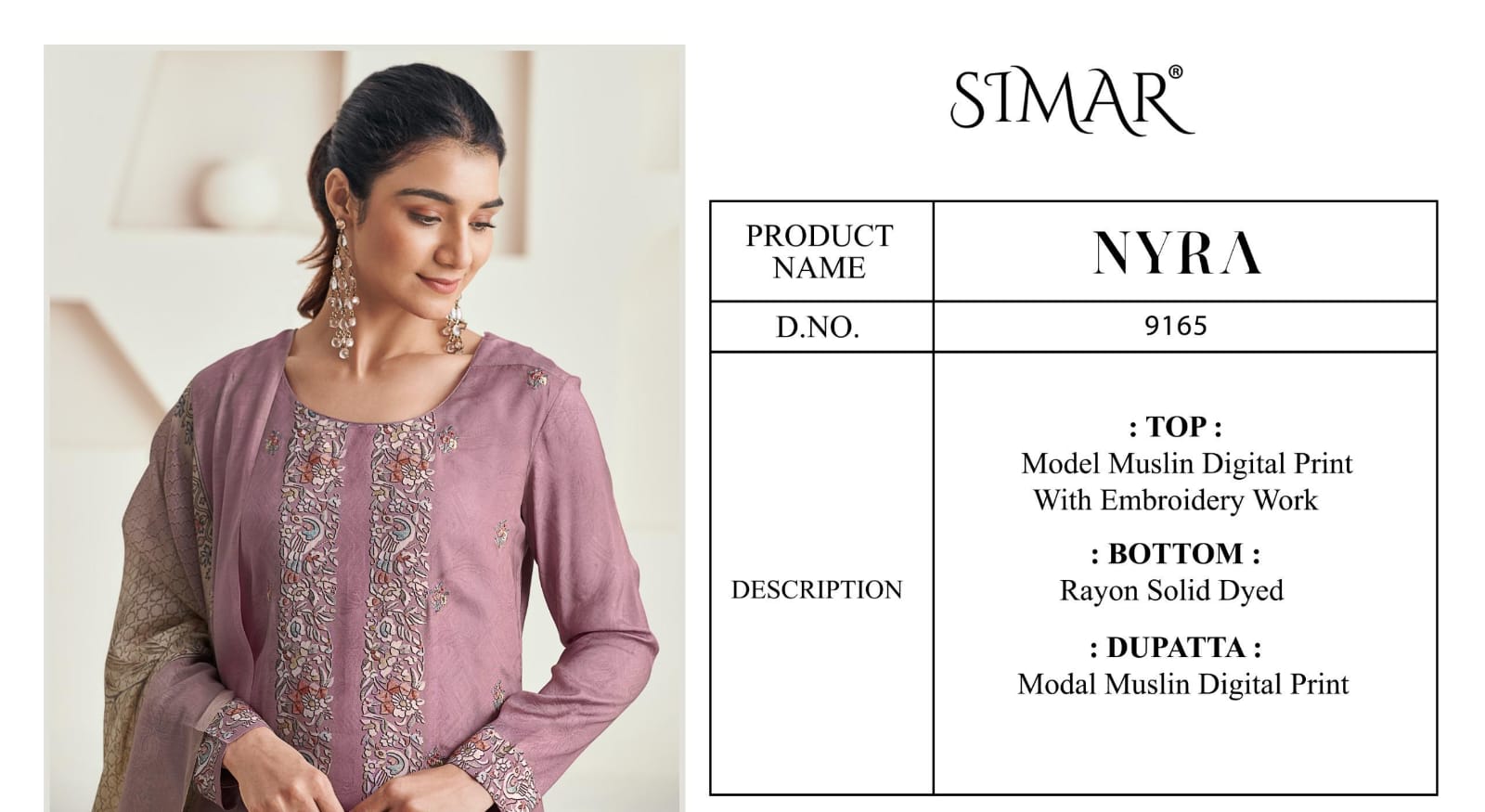 Nyra Simar Modal Muslin Pant Style Suits Manufacturer Gujarat