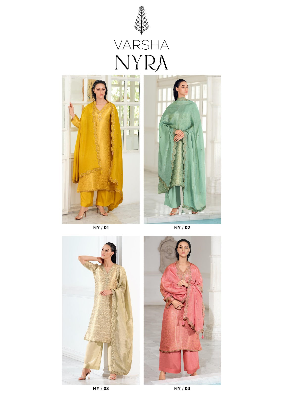 Nyra Varsha Fashions Woven Plazzo Style Suits Manufacturer Gujarat