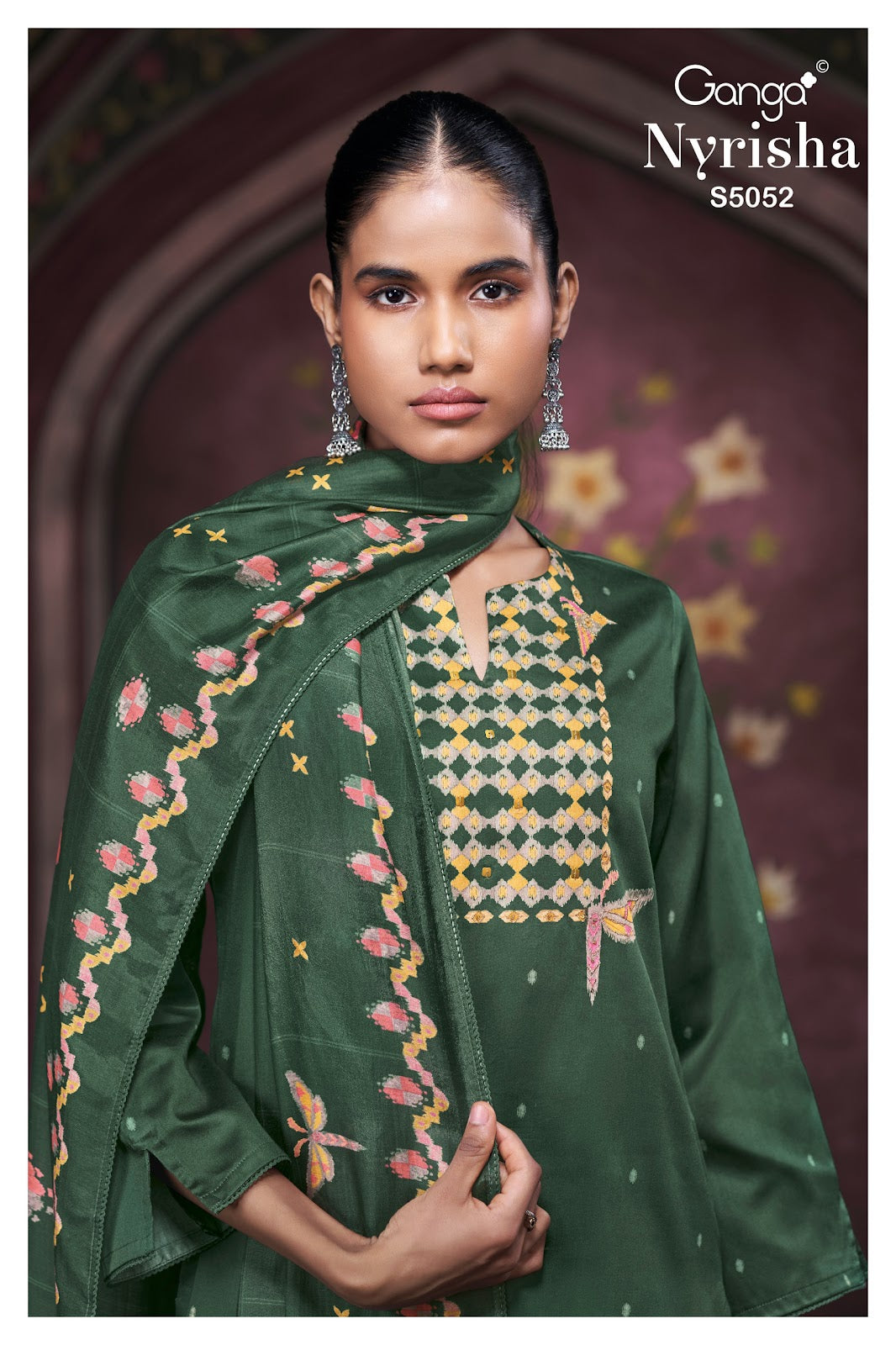Nyrisha S5052 Ganga Cotton Satin Pant Style Suits Wholesaler