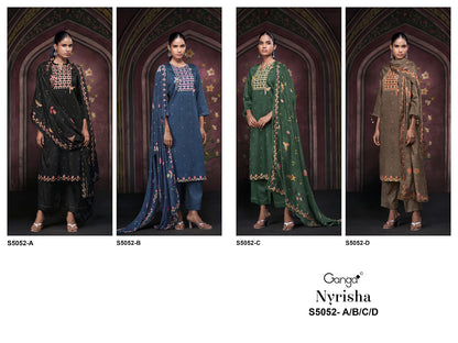 Nyrisha S5052 Ganga Cotton Satin Pant Style Suits Wholesaler
