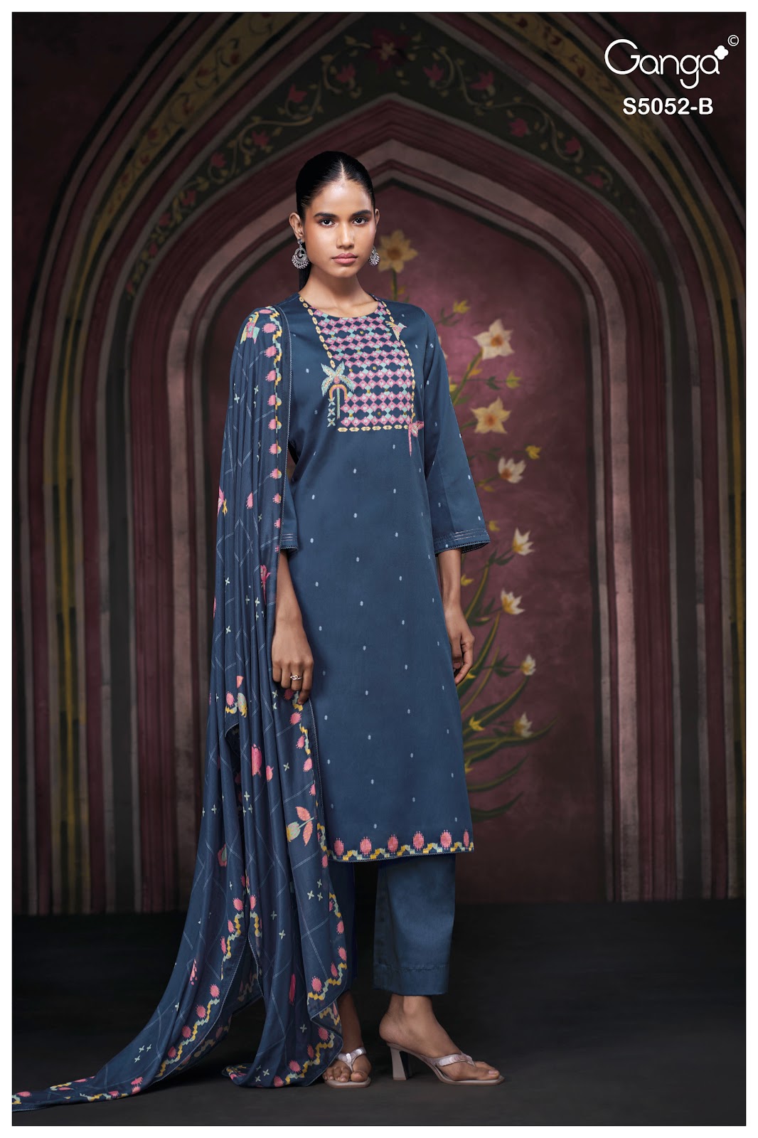 Nyrisha S5052 Ganga Cotton Satin Pant Style Suits Wholesaler