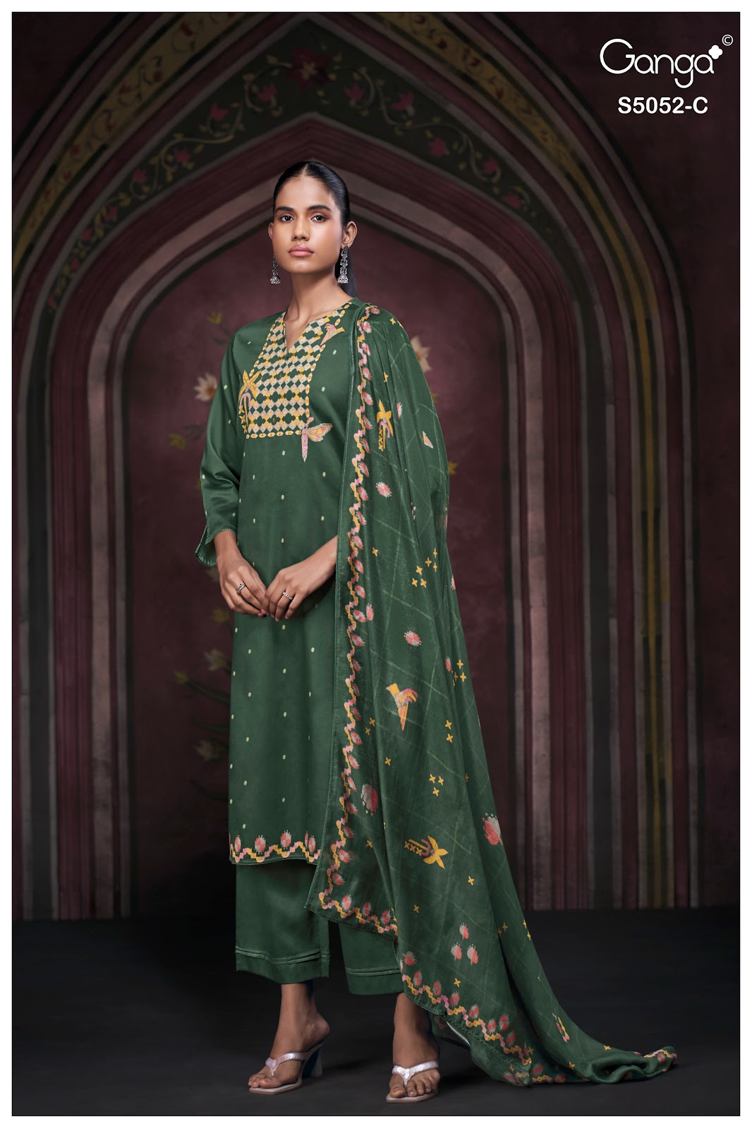 Nyrisha S5052 Ganga Cotton Satin Pant Style Suits Wholesaler