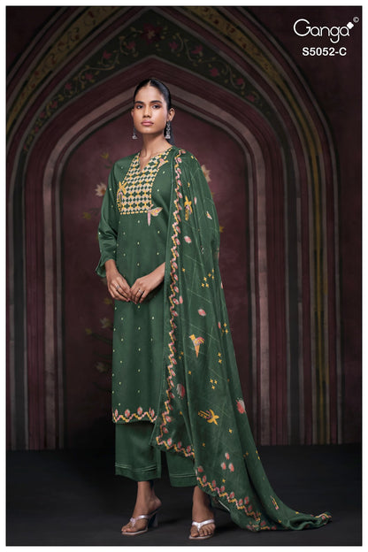 Nyrisha S5052 Ganga Cotton Satin Pant Style Suits Wholesaler