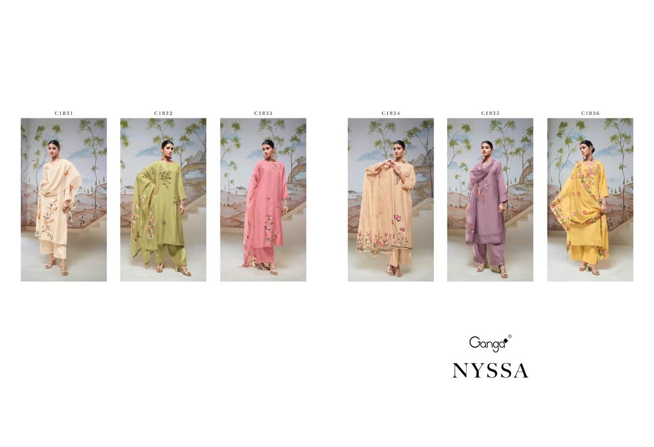 Nyssa Ganga Bemberg Silk Plazzo Style Suits Supplier Gujarat