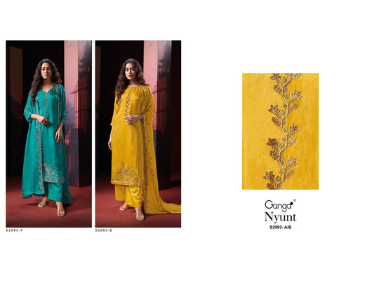 Nyunt S2993 Ganga Habutai Silk Plazzo Style Suits Wholesale Price