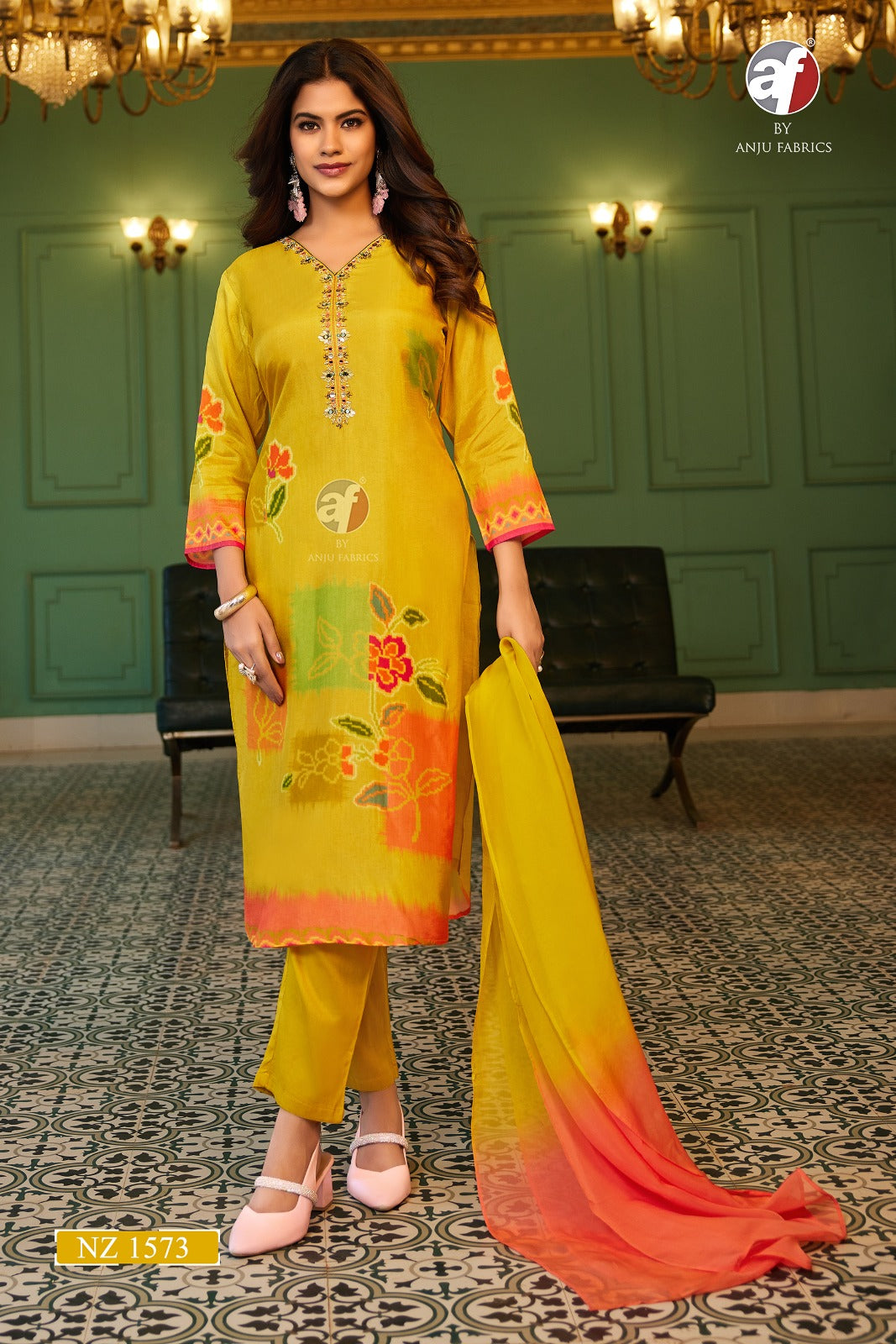 Nz 1573 Af Dola Silk Readymade Pant Style Suits Exporter Ahmedabad