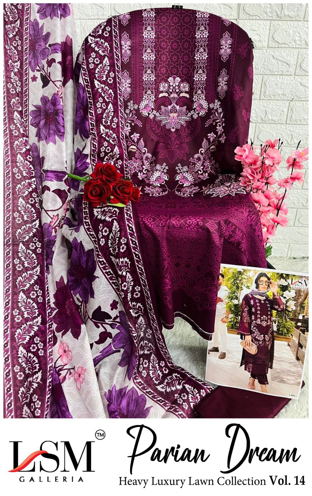 Parian Dream Vol 14 Luxury Lawn Collection Lsm Galleria Karachi Salwar Suits Manufacturer