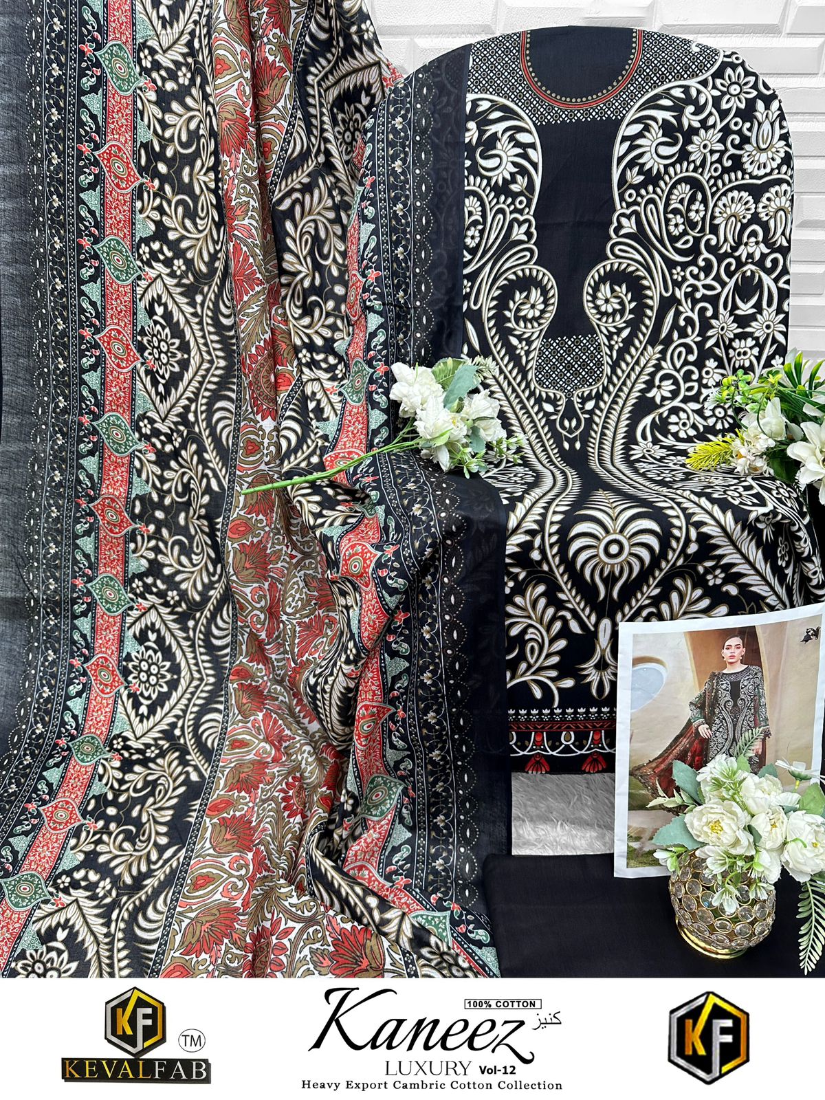 Kaneez Vol 12 Keval Fab Lawn Cotton Open Images Karachi Salwar Suits Manufacturer India