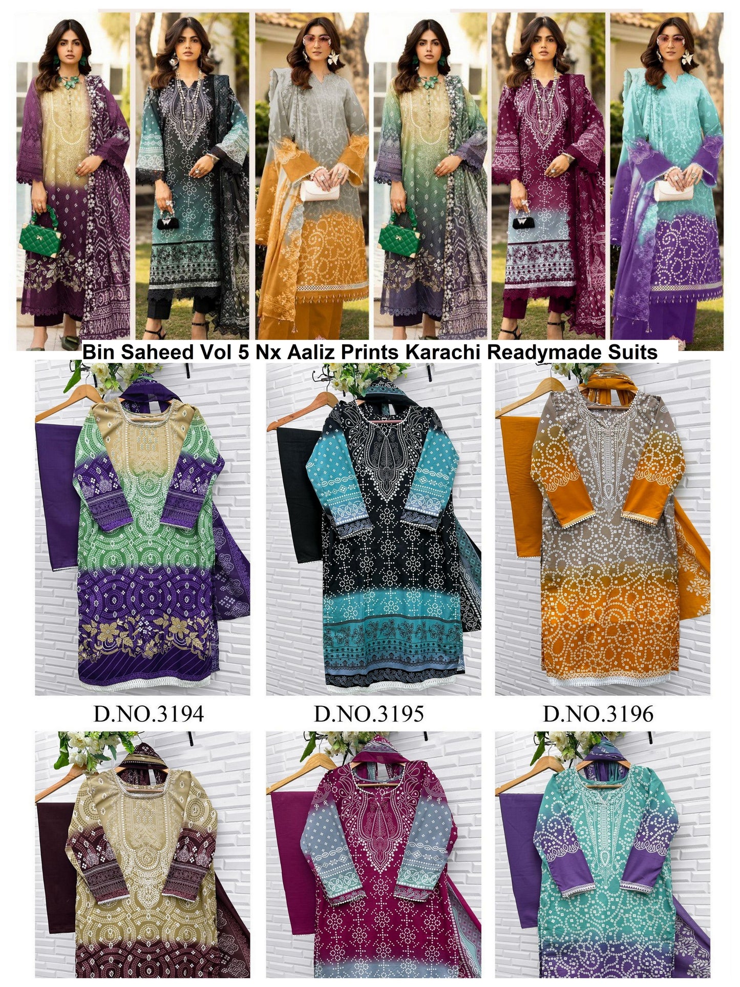 Bin Saheed Vol 5 Nx Aaliz Prints Soft Cotton Open Pic Karachi Readymade Suits Supplier Gujarat