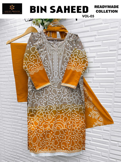 Bin Saheed Vol 5 Nx Aaliz Prints Soft Cotton Open Pic Karachi Readymade Suits Supplier Gujarat