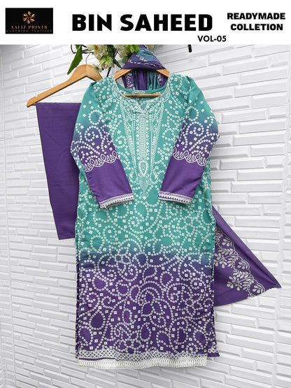 Bin Saheed Vol 5 Nx Aaliz Prints Soft Cotton Open Pic Karachi Readymade Suits Supplier Gujarat