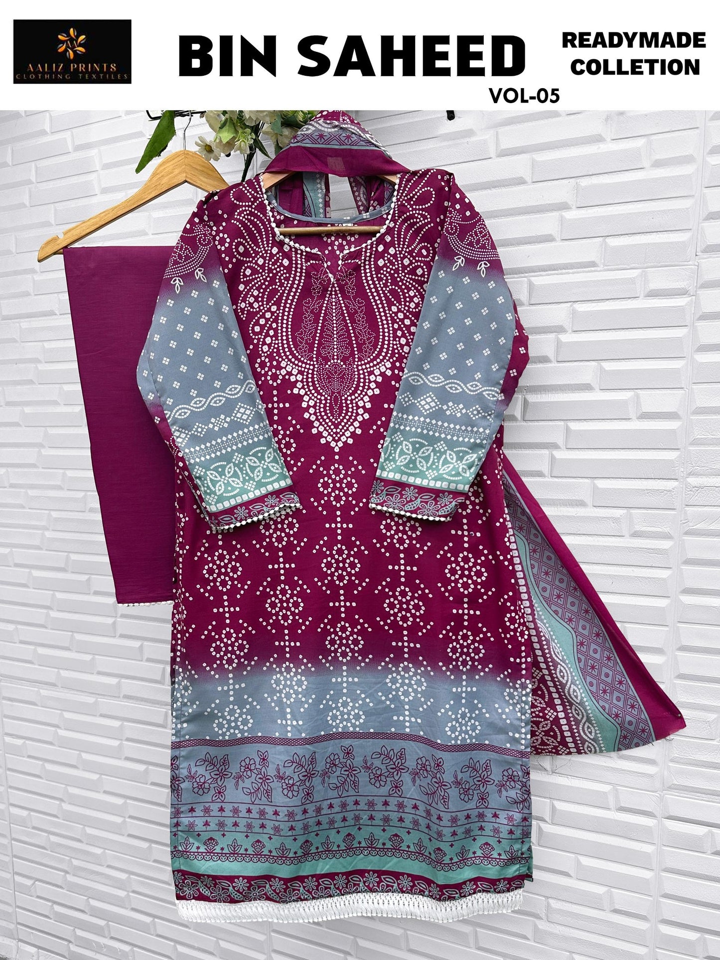 Bin Saheed Vol 5 Nx Aaliz Prints Soft Cotton Open Pic Karachi Readymade Suits Supplier Gujarat