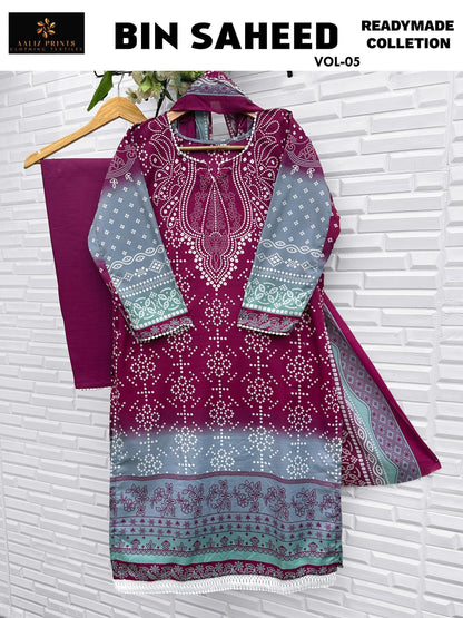 Bin Saheed Vol 5 Nx Aaliz Prints Soft Cotton Open Pic Karachi Readymade Suits Supplier Gujarat