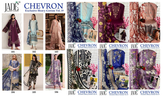 Chevron Vol 19 Jade Mix Cotton Open Pic Karachi Salwar Suits Wholesale Price