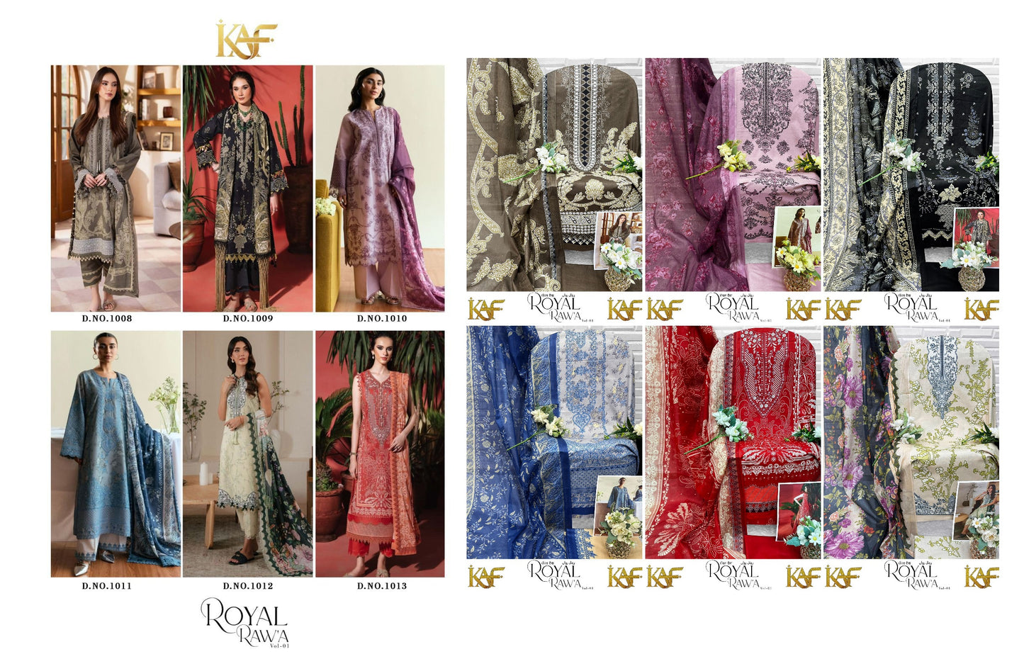 Royal Rawa Vol 1 Kaf Mix Cotton Open Photo Karachi Salwar Suits Supplier Gujarat